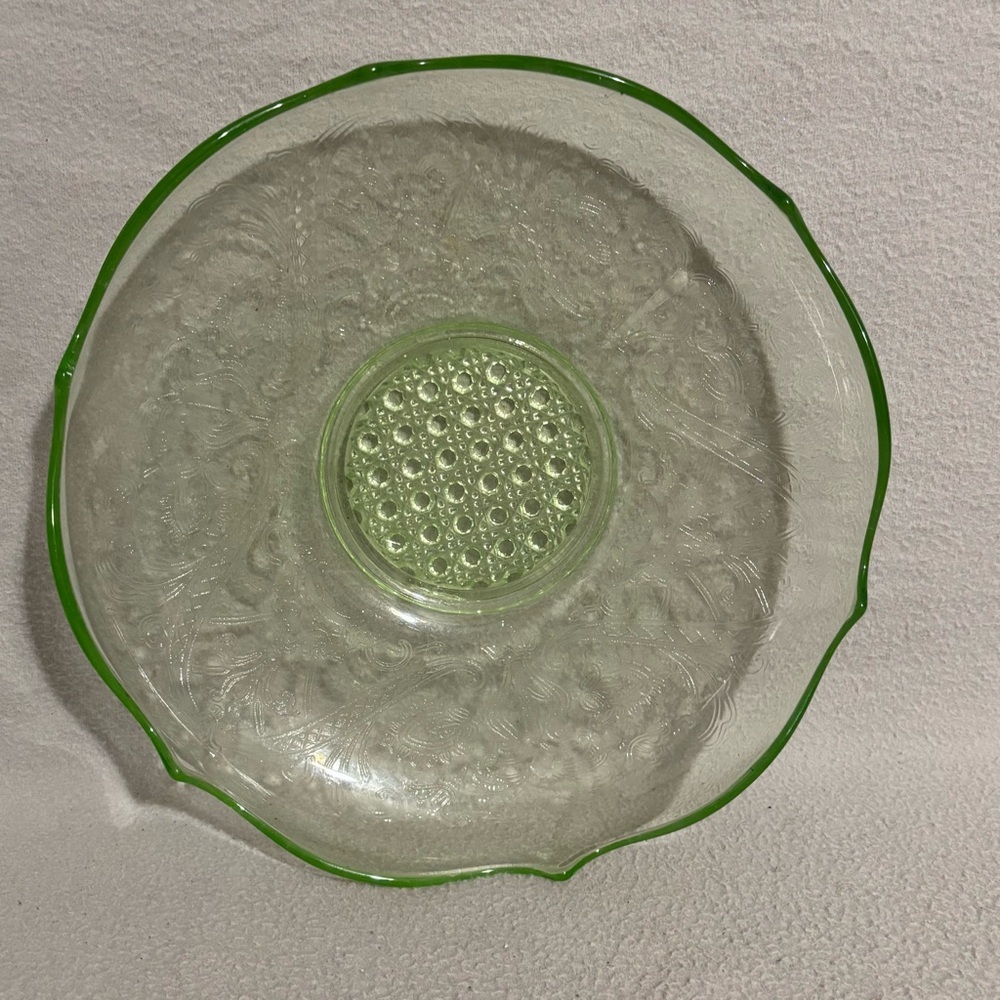 Green Depression Round Glass Decorative Centerpiece Bowl - Picture 4 of 7
